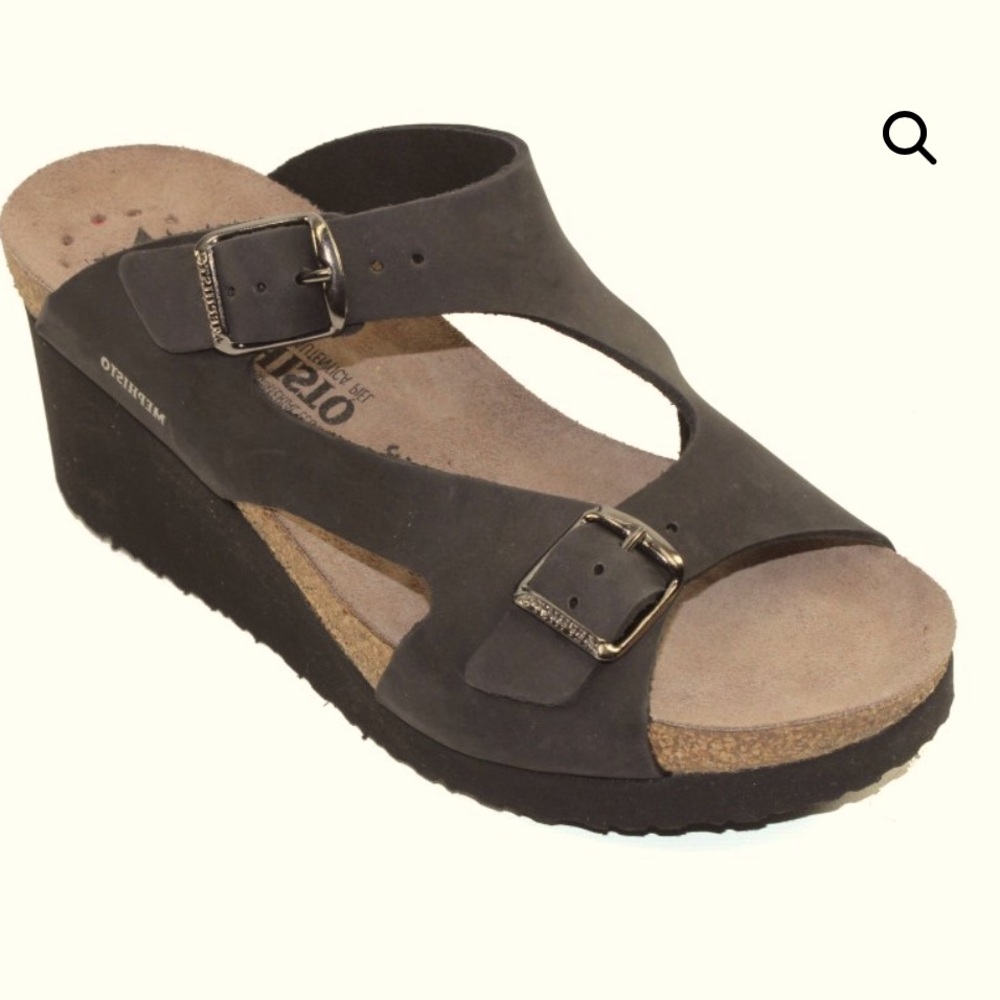 Mephisto Terie Charcoal Wedge Sandals